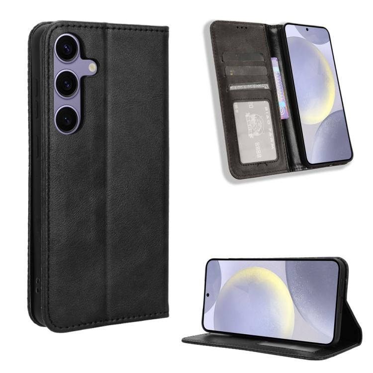 For Samsung Galaxy S26 5G Magnetic Buckle Retro Texture Leather Phone Case(Black)