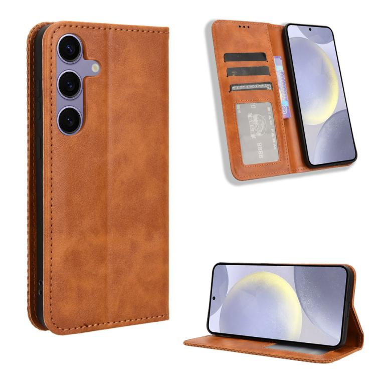 For Samsung Galaxy S26 5G Magnetic Buckle Retro Texture Leather Phone Case(Brown)