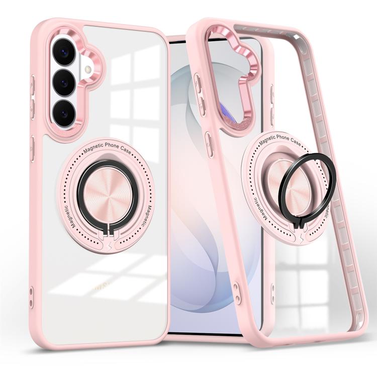 For Samsung Galaxy S26 5G Magnetic Rotating Ring Holder Phone Case(Pink)