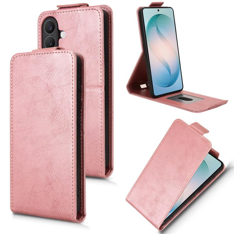 For Samsung Galaxy S26 5G Magnetic Vertical Flip Leather Phone Case with Buckle(Rose Gold)