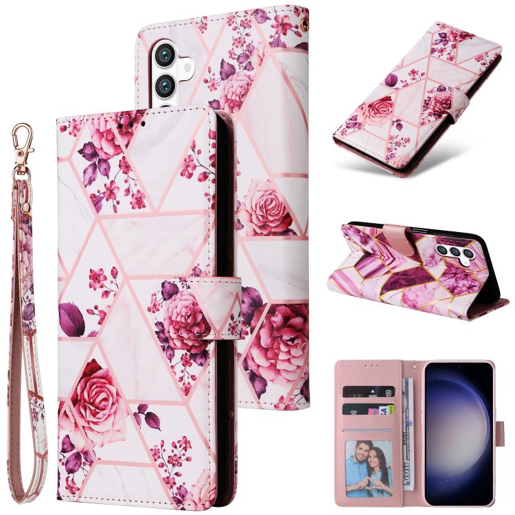 For Samsung Galaxy S26 5G Marble Bronzing Stitching Leather Phone Case(Rose Gold)