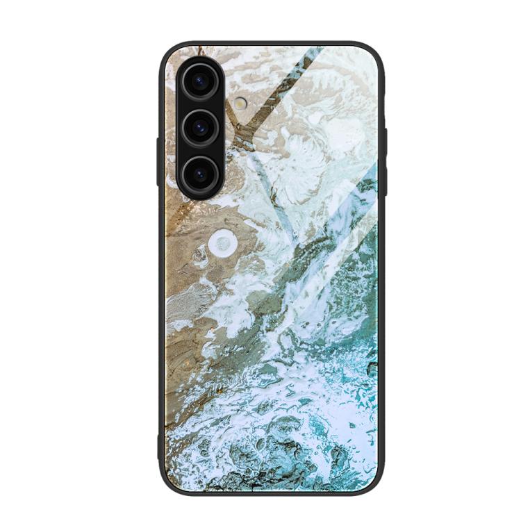 For Samsung Galaxy S26 5G Marble Pattern Glass Protective Phone Case(Beach)