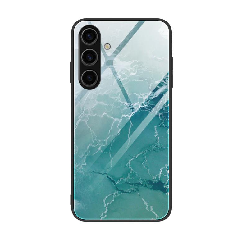 For Samsung Galaxy S26 5G Marble Pattern Glass Protective Phone Case(Green Ocean)