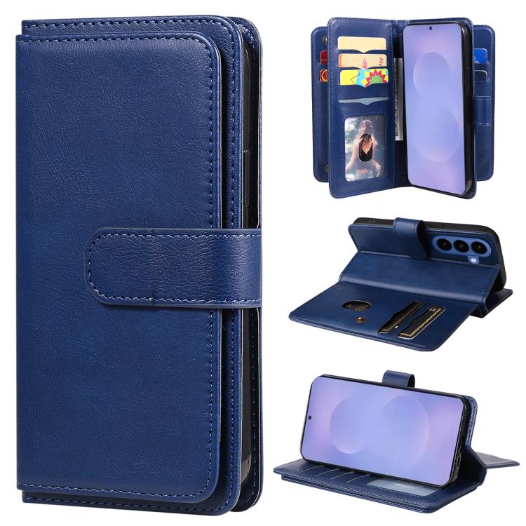 For Samsung Galaxy S26 5G Multi-Function Wallet 10 Card Slots Leather Phone Case(Dark Blue)