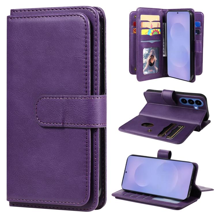 For Samsung Galaxy S26 5G Multi-Function Wallet 10 Card Slots Leather Phone Case(Violet)