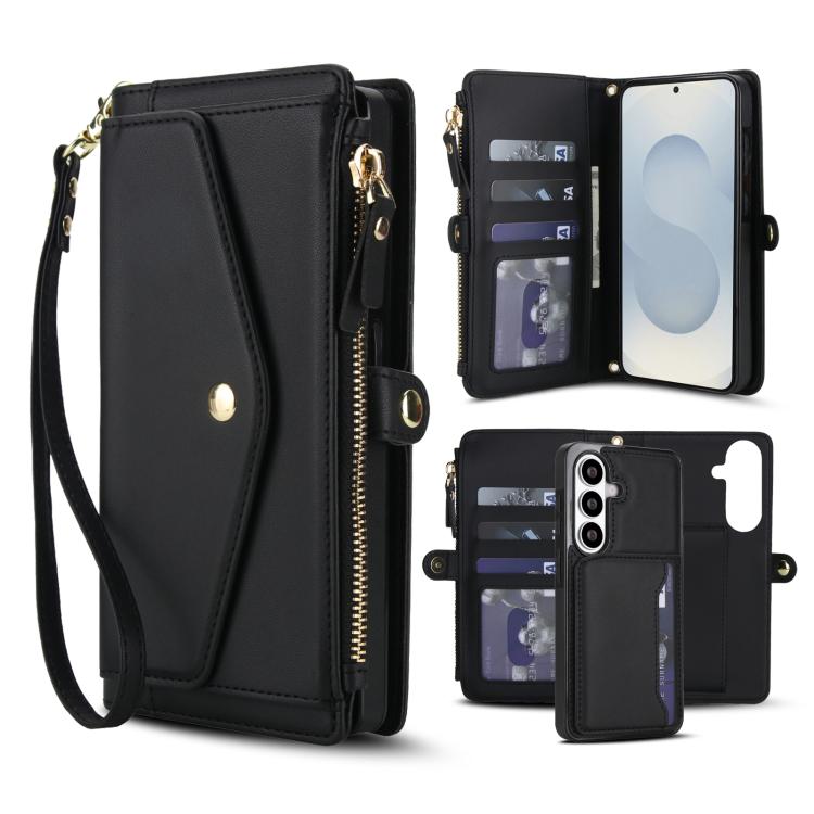 For Samsung Galaxy S26 5G Multifunctional Wallet Detachable Leather Phone Case with Lanyard(Black)