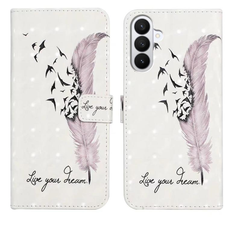 For Samsung Galaxy S26 5G Oil Embossed 3D Drawing Leather Phone Case(Feather)