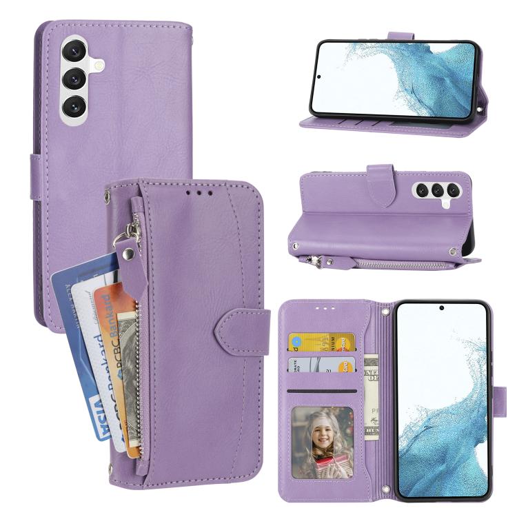 For Samsung Galaxy S26 5G Oil Skin Zipper Wallet Leather Phone Case(Purple)
