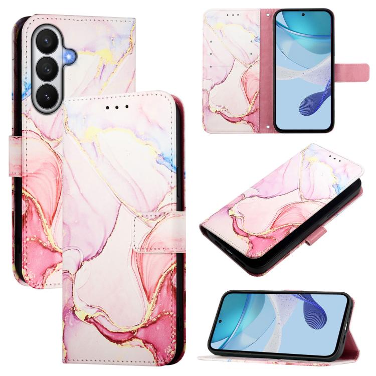 For Samsung Galaxy S26 5G PT003 Marble Pattern Flip Leather Phone Case(Rose Gold)