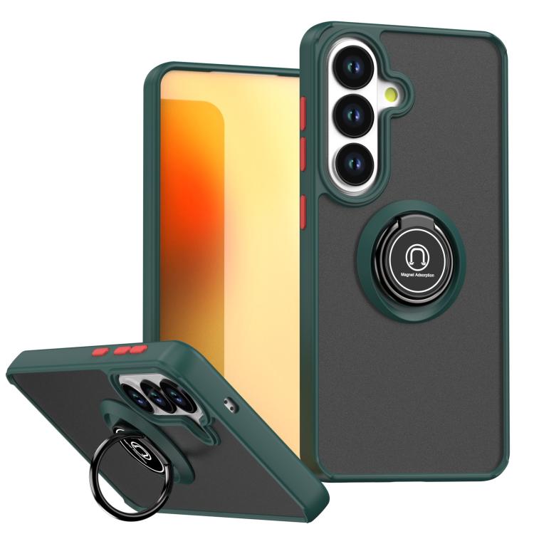 For Samsung Galaxy S26 5G Q Shadow 1 Series TPU + PC Phone Case with Ring(Dark Green)