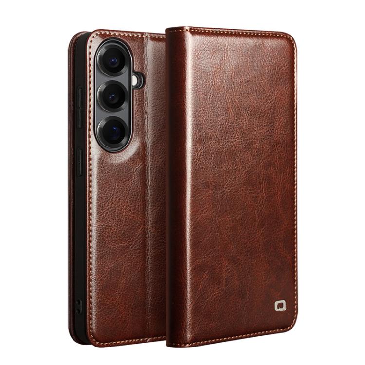 For Samsung Galaxy S26 5G QIALINO Genuine Leather Phone Case(Brown)