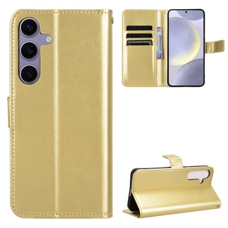 For Samsung Galaxy S26 5G Retro Crazy Horse Texture Vegan Leather Phone Case(Gold)