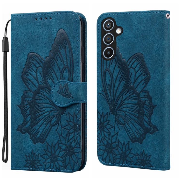 For Samsung Galaxy S26 5G Retro Skin Feel Butterflies Embossing Horizontal Flip Leather Phone Case(Blue)