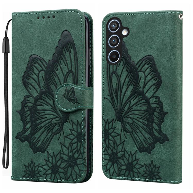For Samsung Galaxy S26 5G Retro Skin Feel Butterflies Embossing Horizontal Flip Leather Phone Case(Green)