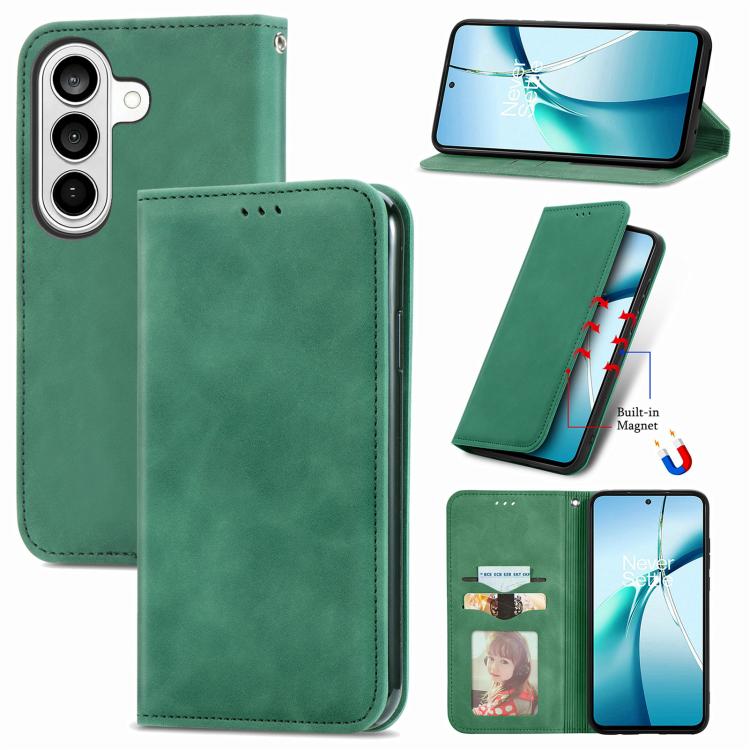 For Samsung Galaxy S26 5G Retro Skin Feel Magnetic Leather Phone Case(Green)