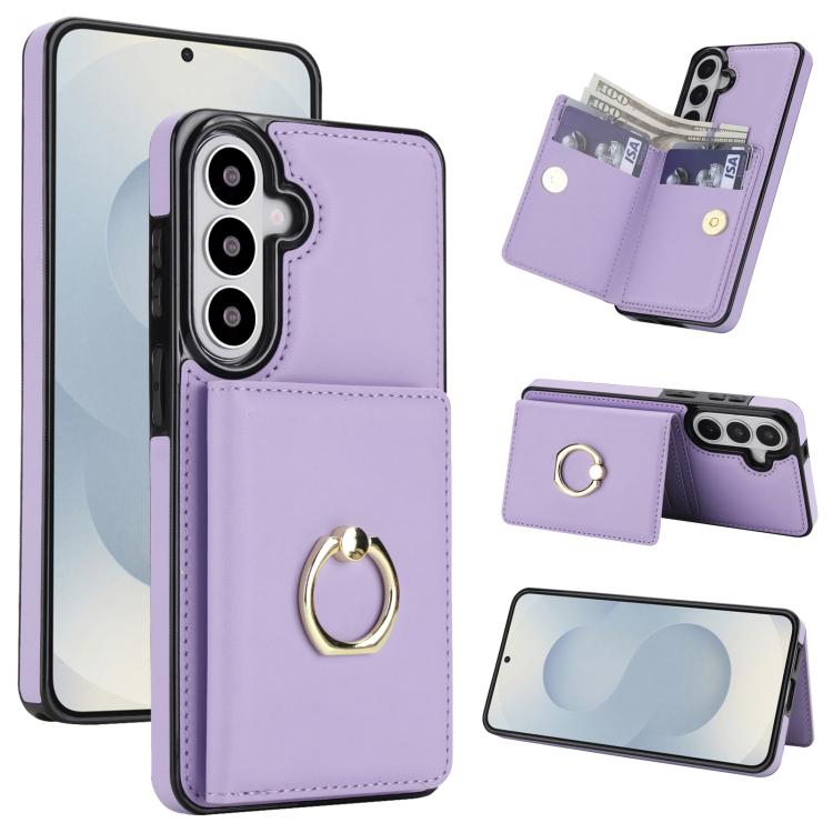 For Samsung Galaxy S26 5G RFID Anti-theft Card Ring Holder Phone Case(Purple)