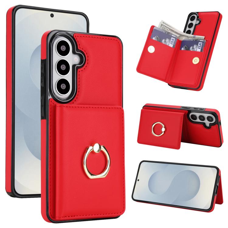 For Samsung Galaxy S26 5G RFID Anti-theft Card Ring Holder Phone Case(Red)