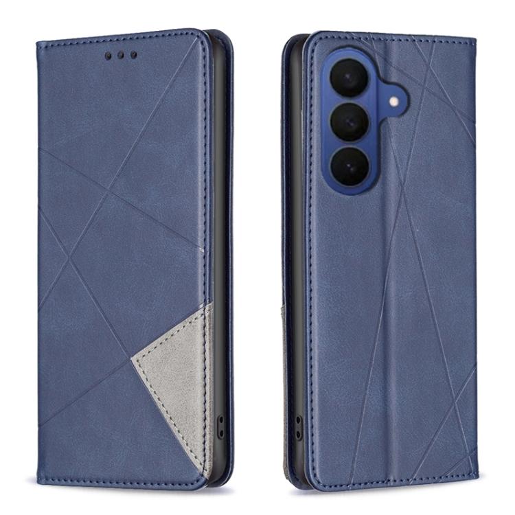 For Samsung Galaxy S26 5G Rhombus Texture Magnetic Leather Phone Case(Blue)