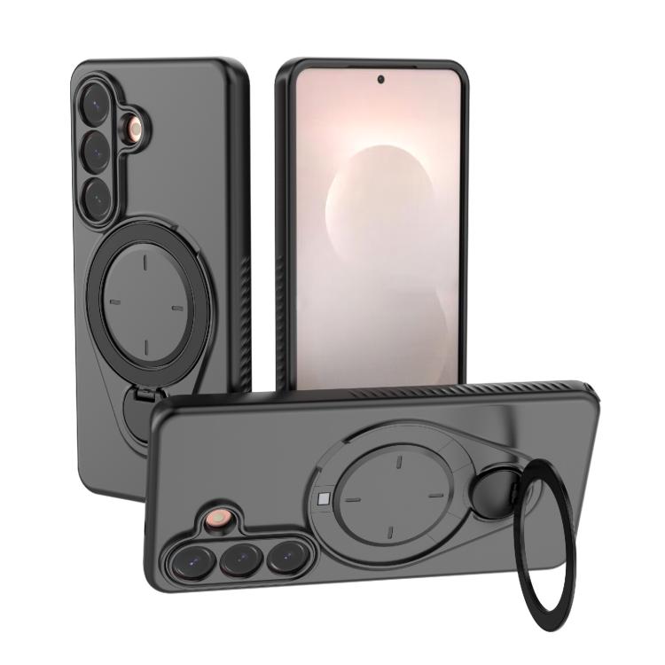 For Samsung Galaxy S26 5G Ring Shield MagSafe TPU Phone Case with 360 Degree Rotating Holder(Black)