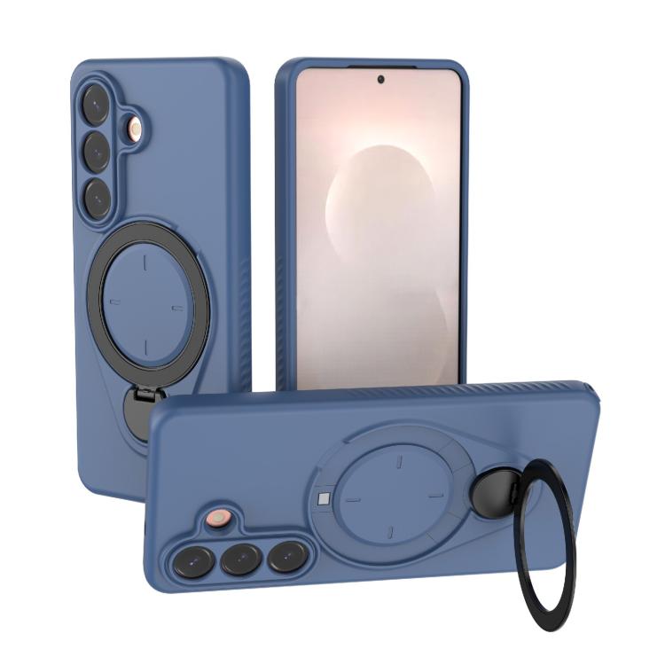 For Samsung Galaxy S26 5G Ring Shield MagSafe TPU Phone Case with 360 Degree Rotating Holder(Blue)
