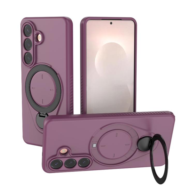 For Samsung Galaxy S26 5G Ring Shield MagSafe TPU Phone Case with 360 Degree Rotating Holder(Wine Red)