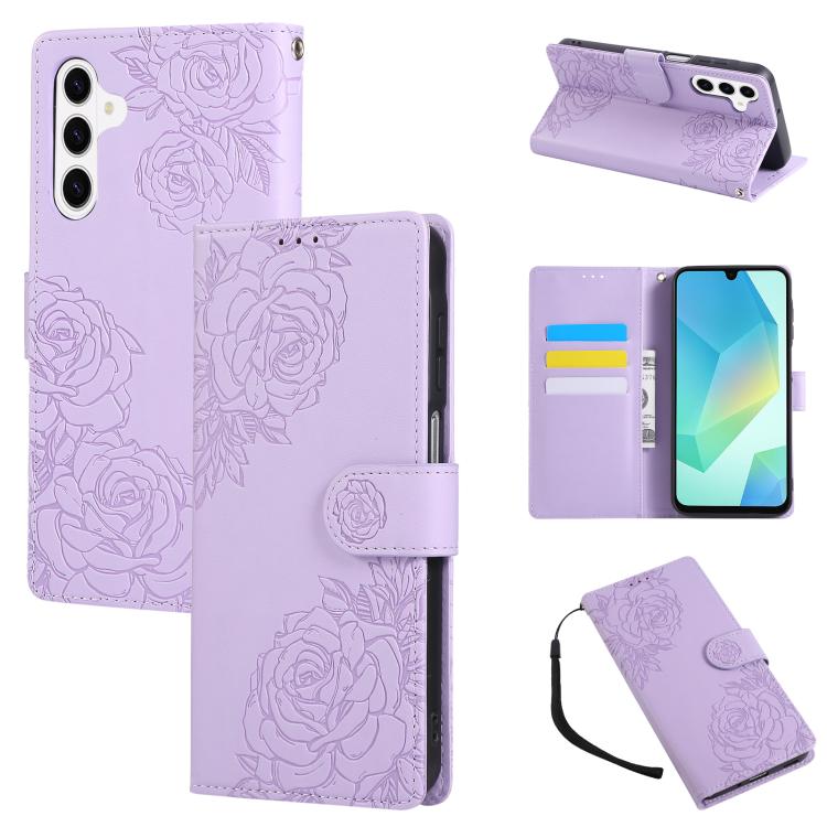 For Samsung Galaxy S26 5G Rose Flower Embossed 3-Card Slots Leather Phone Case(Purple)