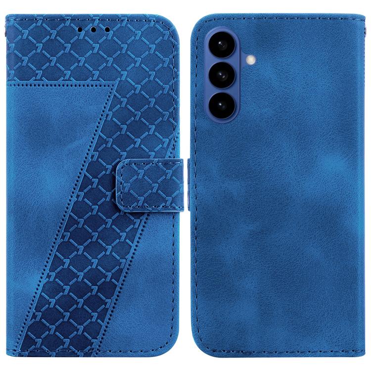 For Samsung Galaxy S26 5G Seven-shaped Embossed Leather Phone Case(Blue)