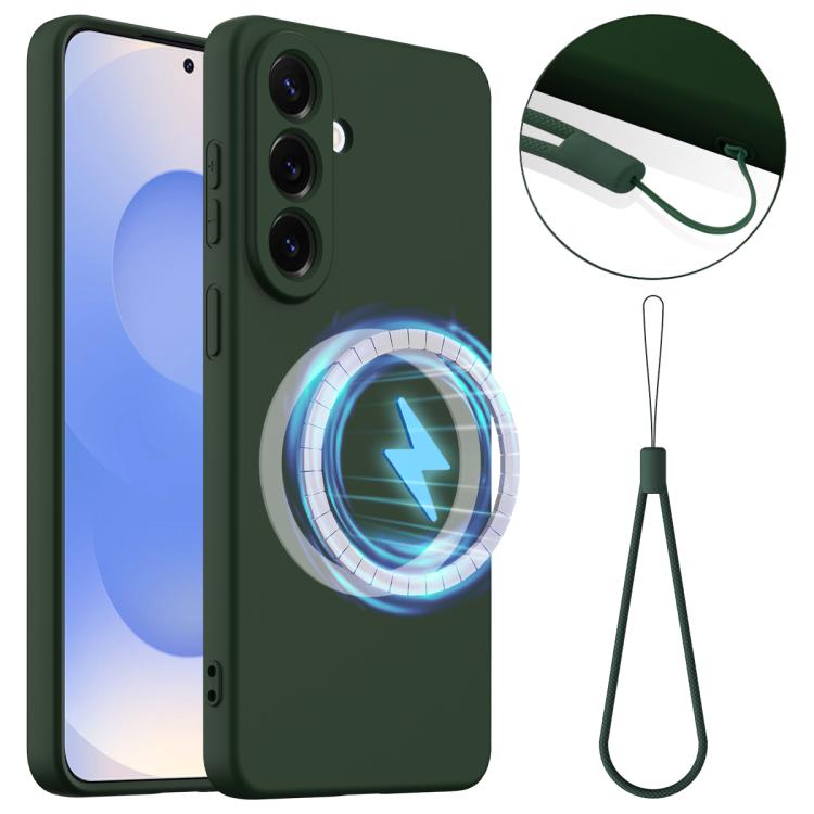 For Samsung Galaxy S26 5G Shockproof Silicone Magsafe Phone Case(Dark Green)