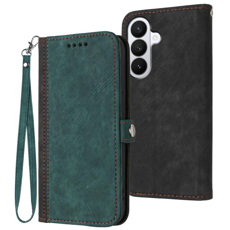 For Samsung Galaxy S26 5G Side Buckle Double Fold Hand Strap Leather Phone Case(Dark Green)