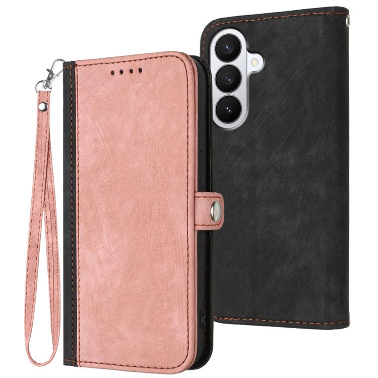 For Samsung Galaxy S26 5G Side Buckle Double Fold Hand Strap Leather Phone Case(Pink)