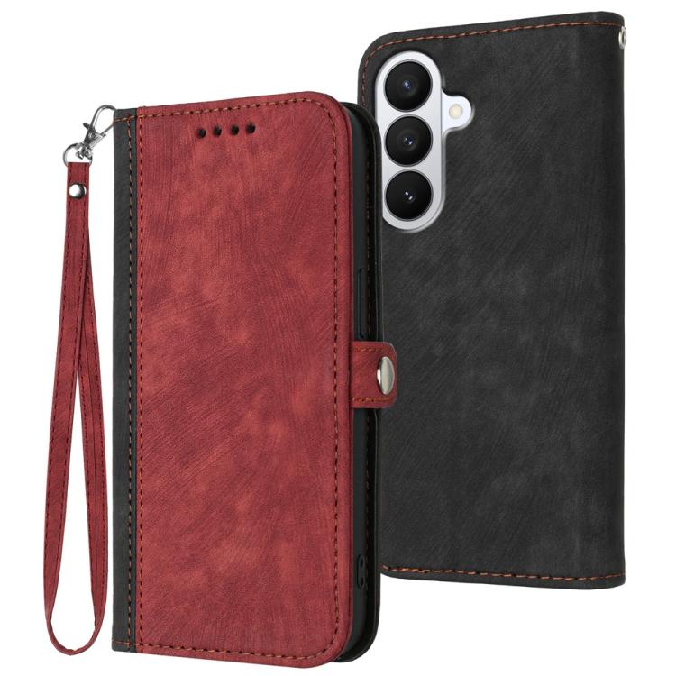 For Samsung Galaxy S26 5G Side Buckle Double Fold Hand Strap Leather Phone Case(Red)