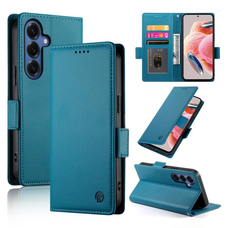 For Samsung Galaxy S26 5G Side Buckle Magnetic Frosted Leather Phone Case(Blue)