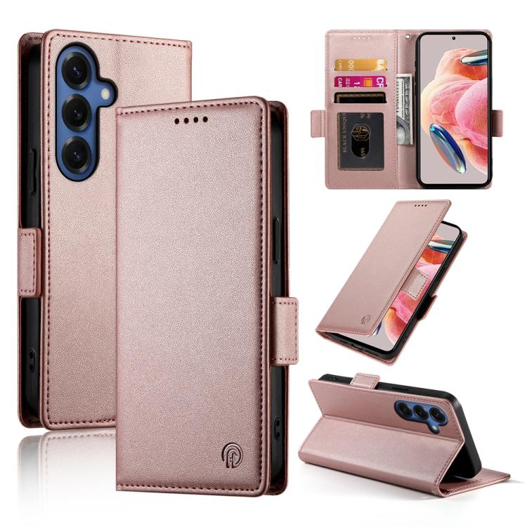 For Samsung Galaxy S26 5G Side Buckle Magnetic Frosted Leather Phone Case(Rose Gold)