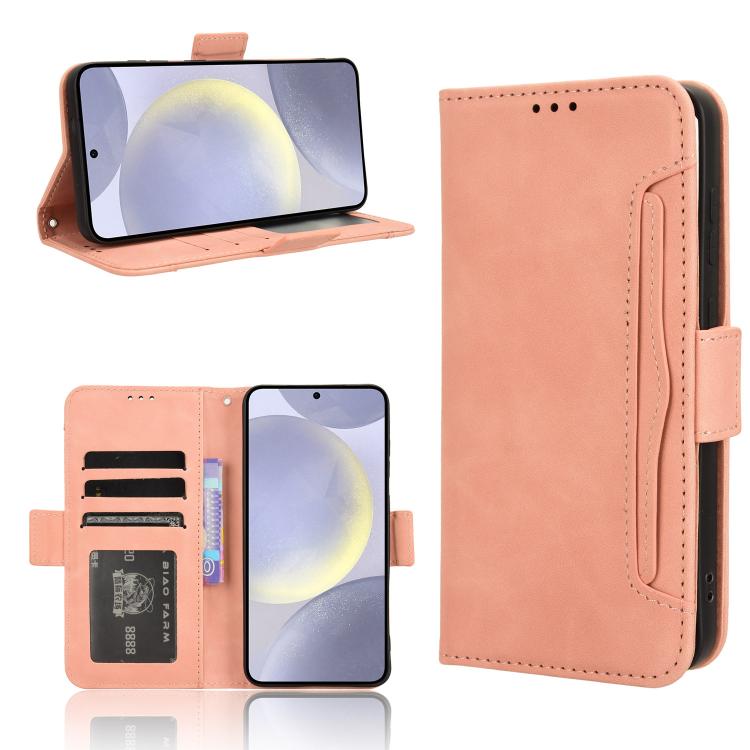For Samsung Galaxy S26 5G Skin Feel Calf Texture Card Slots Leather Phone Case(Pink)
