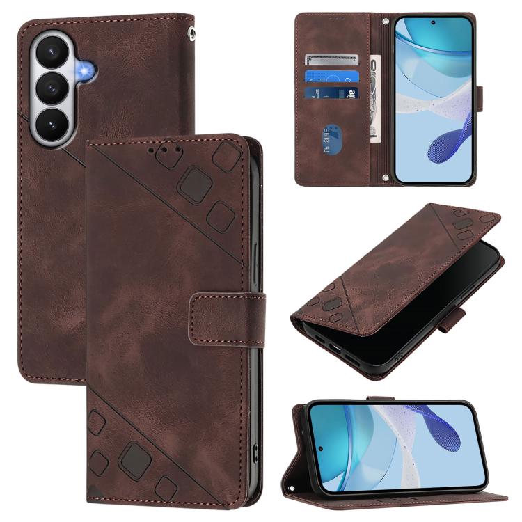 For Samsung Galaxy S26 5G Skin-feel Embossed Leather Phone Case(Brown)