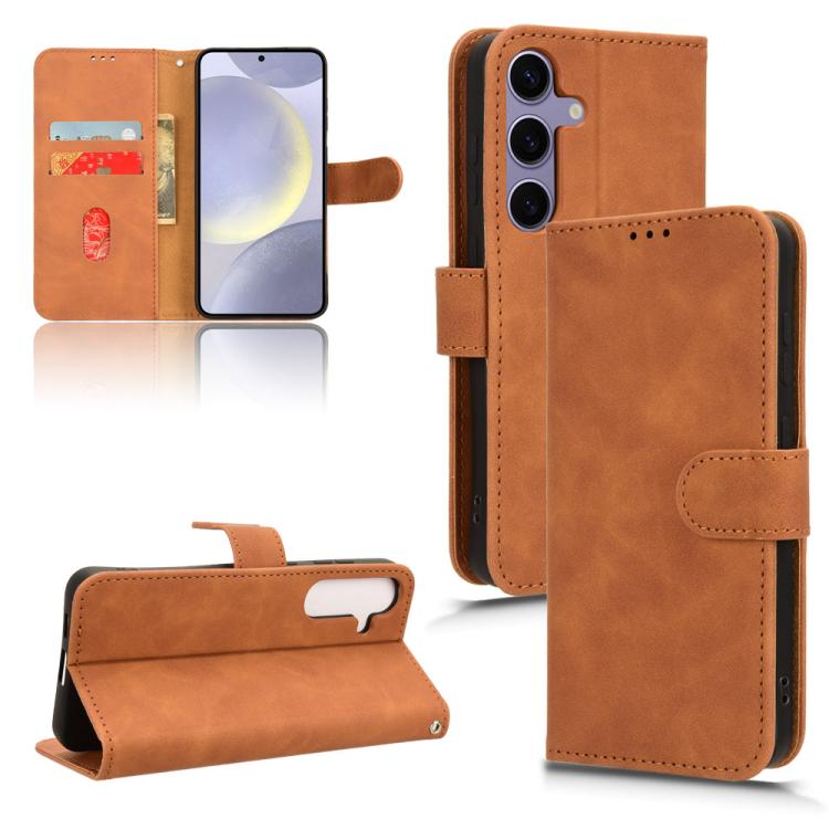 For Samsung Galaxy S26 5G Skin Feel Magnetic Flip Leather Phone Case(Brown)