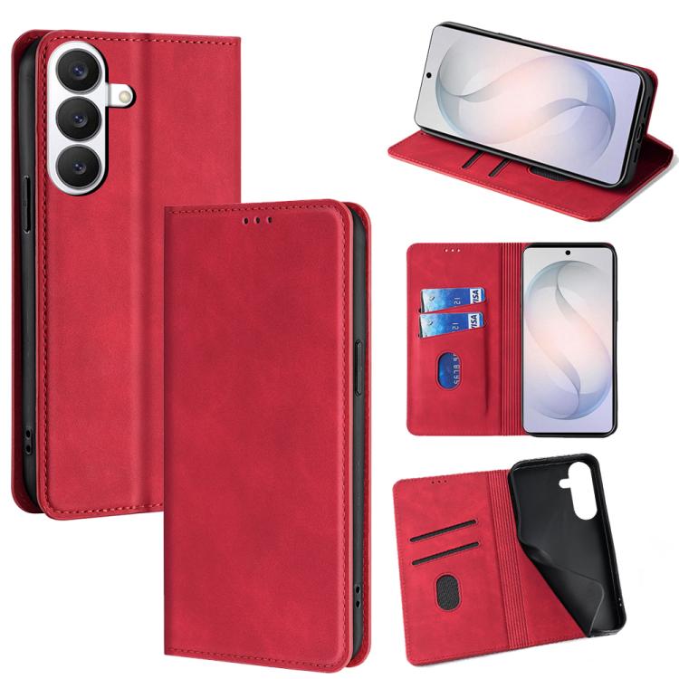 For Samsung Galaxy S26 5G Skin Feel Magnetic Leather Phone Case(Red)