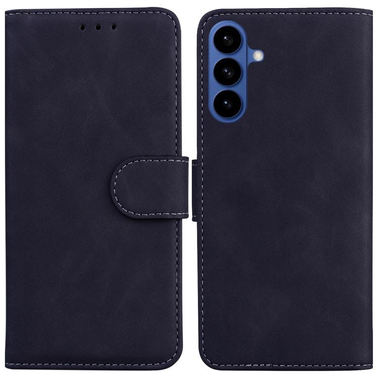 For Samsung Galaxy S26 5G Skin Feel Pure Color Flip Leather Phone Case(Black)