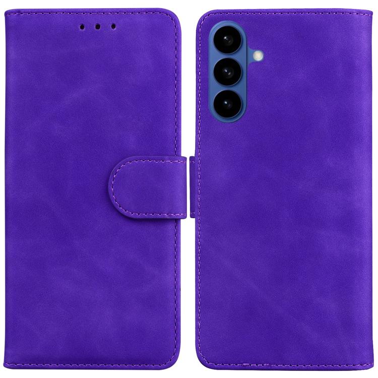 For Samsung Galaxy S26 5G Skin Feel Pure Color Flip Leather Phone Case(Purple)