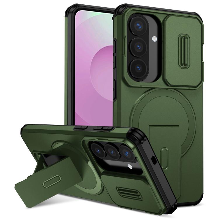 For Samsung Galaxy S26 5G Sliding Camshield MagSafe Holder Phone Case(Green)