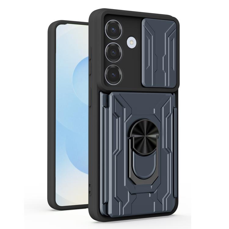 For Samsung Galaxy S26 5G Sliding Camshield TPU+PC Phone Case with Card Slot(Grey)