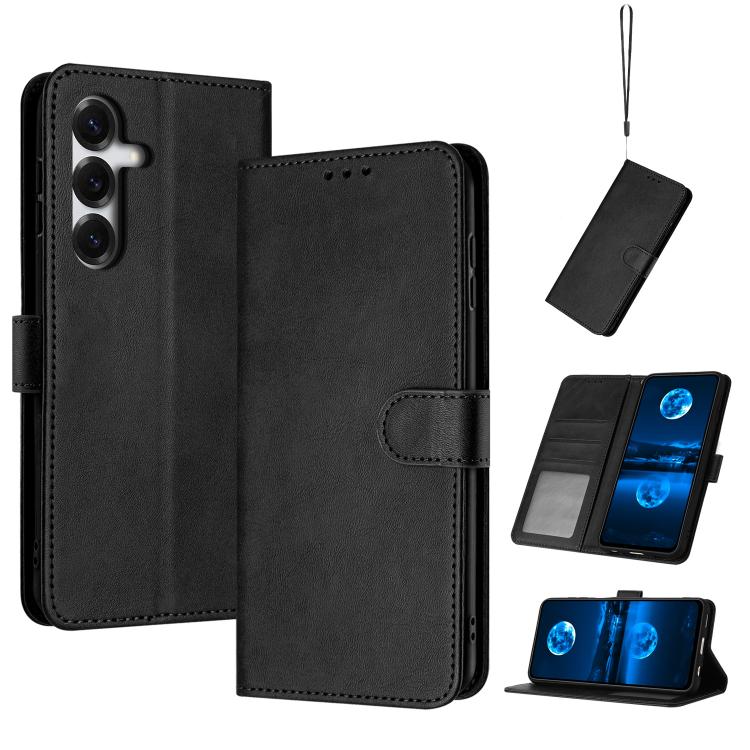 For Samsung Galaxy S26 5G Solid Calf Texture Flip Leather Phone Case(Black)