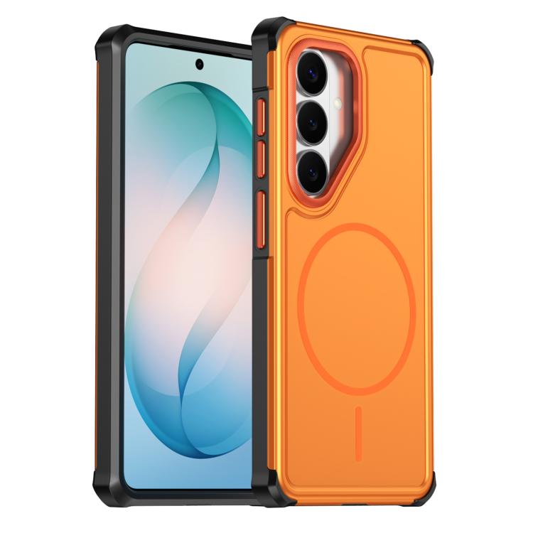 For Samsung Galaxy S26 5G Solid Color 2 in 1 Magnetic Airbag Shockproof Phone Case(Orange)