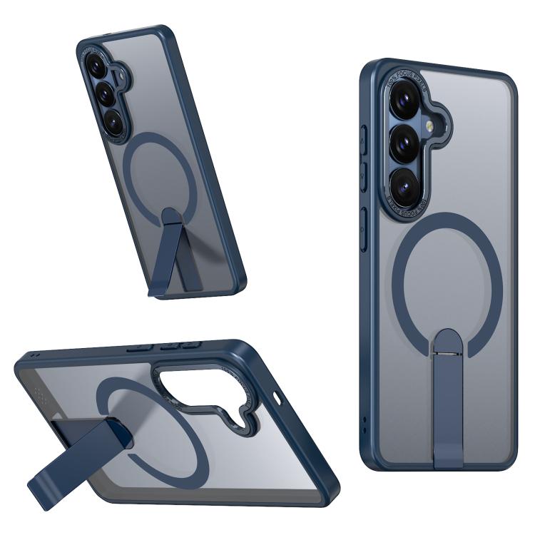 For Samsung Galaxy S26 5G Star Shine Series TPU + PC MagSafe Phone Case with Fold Holder(Navy Blue)