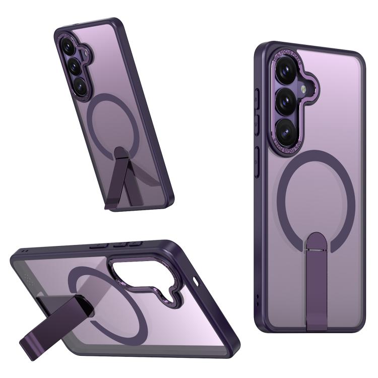 For Samsung Galaxy S26 5G Star Shine Series TPU + PC MagSafe Phone Case with Fold Holder(Purple)