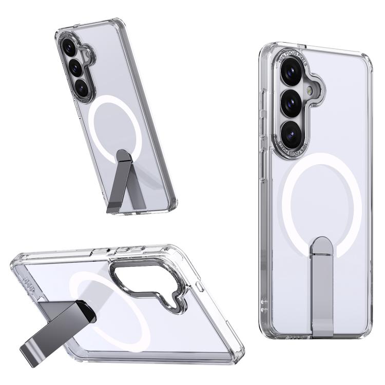 For Samsung Galaxy S26 5G Star Shine Series TPU + PC MagSafe Phone Case with Fold Holder(Transparent)