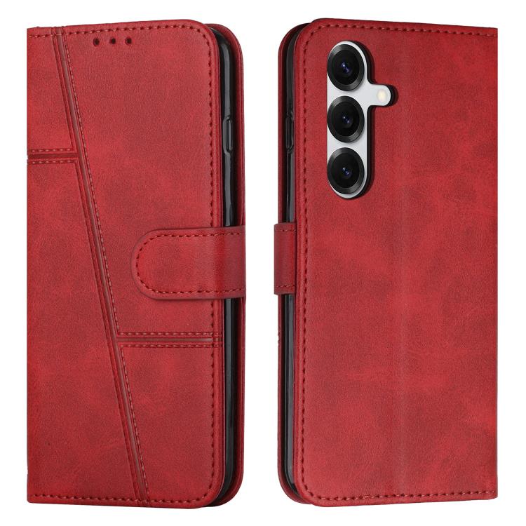 For Samsung Galaxy S26 5G Stitching Calf Texture Buckle Leather Phone Case(Red)
