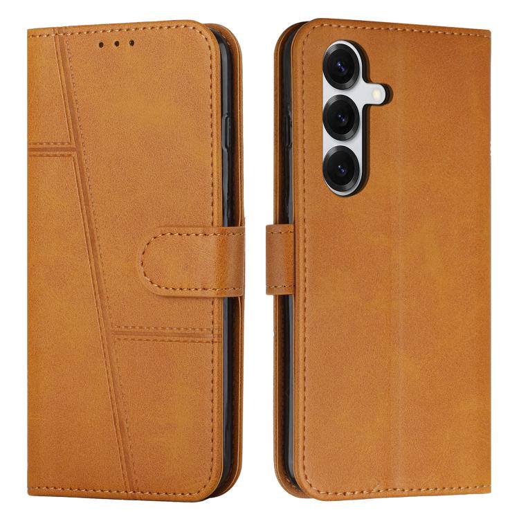 For Samsung Galaxy S26 5G Stitching Calf Texture Buckle Leather Phone Case(Yellow)