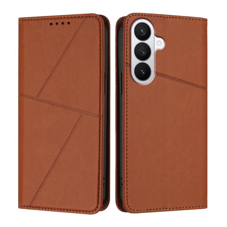 For Samsung Galaxy S26 5G Strong Magnetic Frosted Flip Leather Phone Case(Coffee Color)