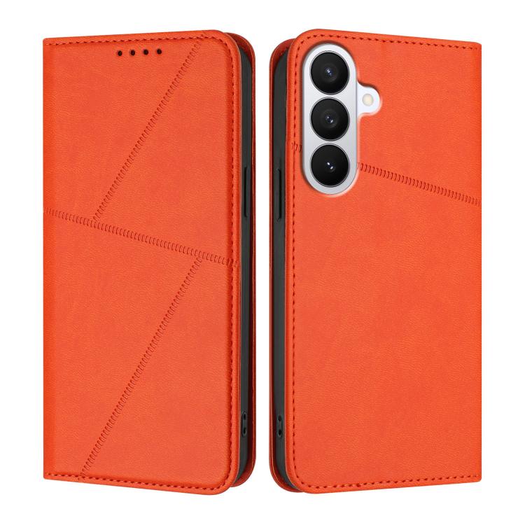 For Samsung Galaxy S26 5G Strong Magnetic Frosted Flip Leather Phone Case(Orange)